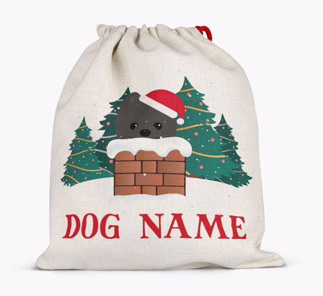 Peeking Dog with Santa Hat: Personalized {breedFullName} Santa Sack 